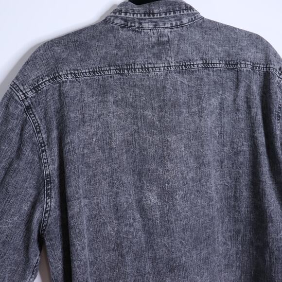 LEVI'S Relaxed Fit Denim Shirt Black Acid Wash Button Up Long Sleeve Men's XL - Picture 6 of 10